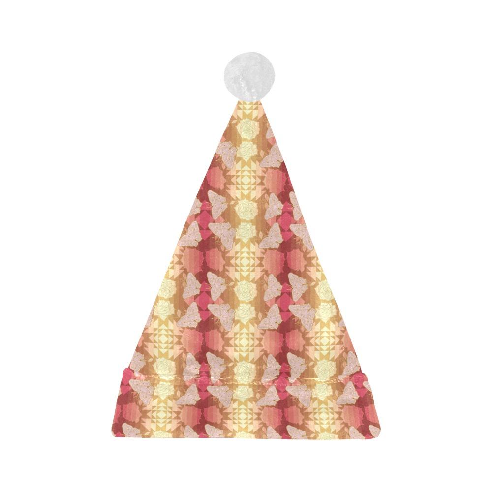 Butterfly and Roses on Geometric Santa Hat Santa Hat e-joyer