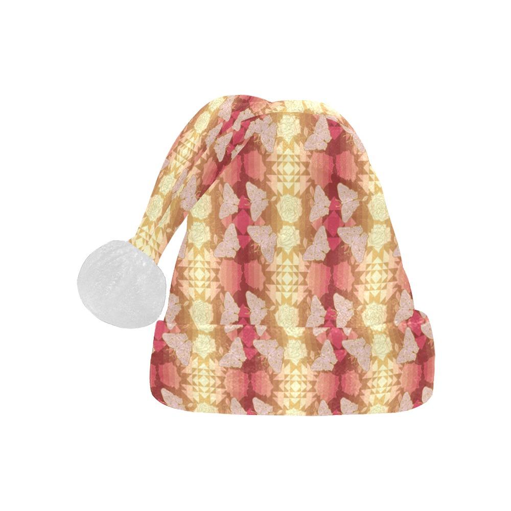 Butterfly and Roses on Geometric Santa Hat Santa Hat e-joyer