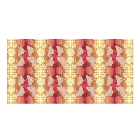 Butterfly and Roses on Geometric Satin Shawl Scarf 49 Dzine