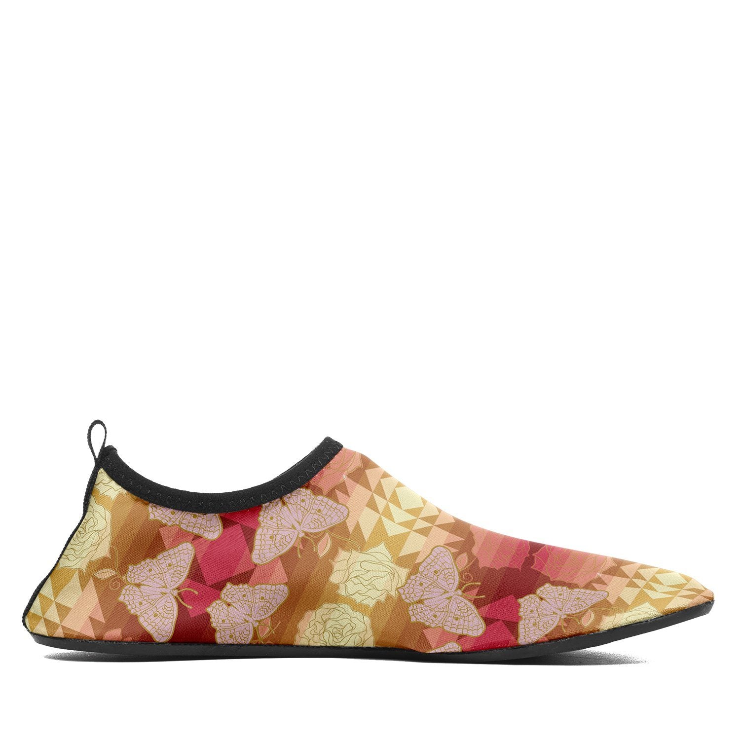 Butterfly and Roses on Geometric Sockamoccs Kid's Slip On Shoes Herman