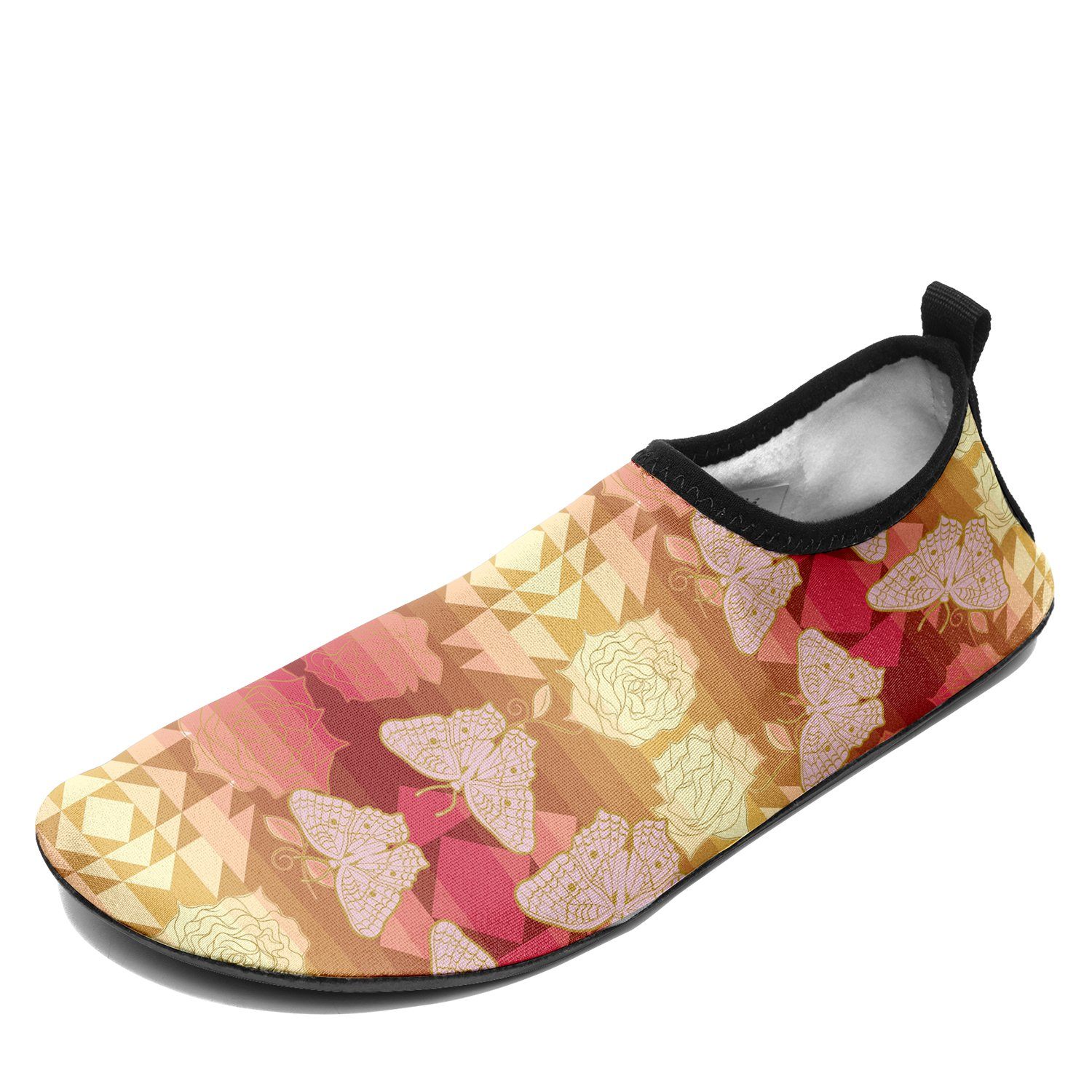 Butterfly and Roses on Geometric Sockamoccs Kid's Slip On Shoes Herman