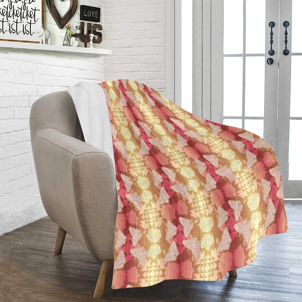 Butterfly and Roses on Geometric Ultra-Soft Micro Fleece Blanket 50"x60" Ultra-Soft Blanket 50''x60'' e-joyer