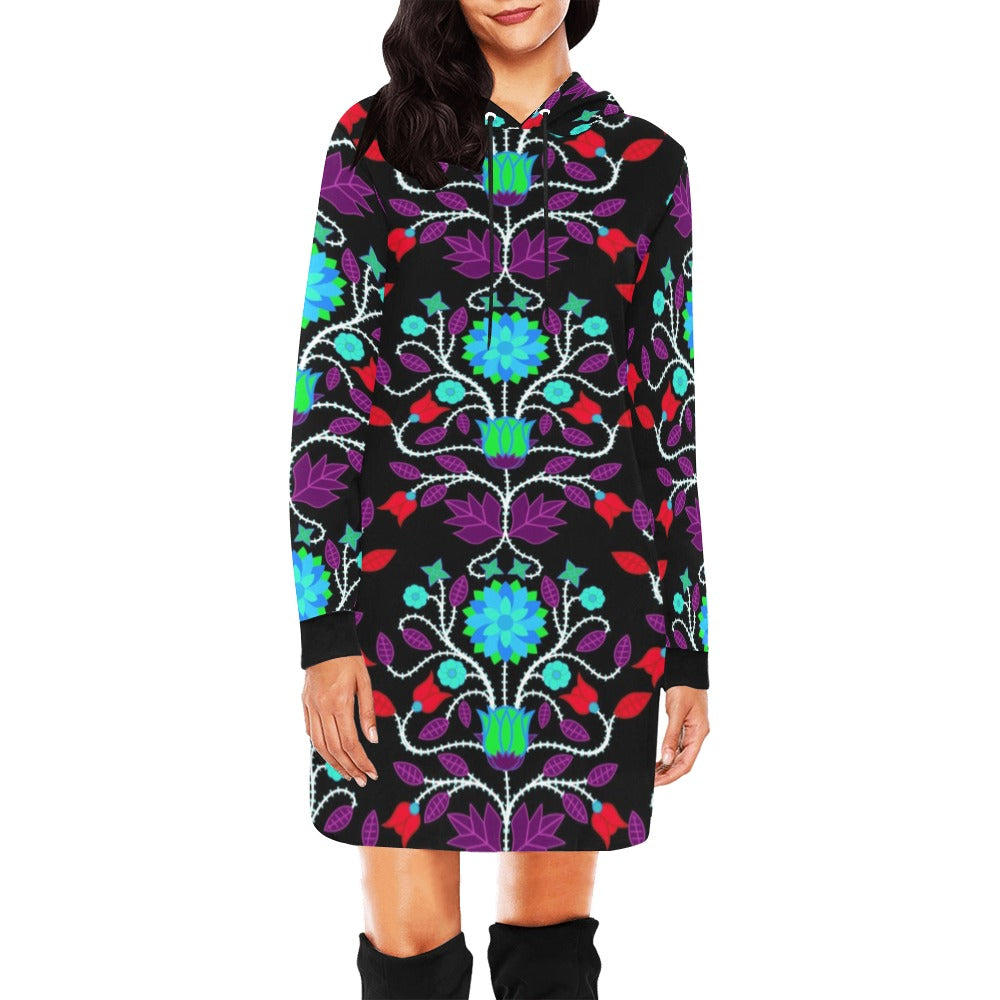 Floral Beadwork Four Clans Winter Hoodie Dress