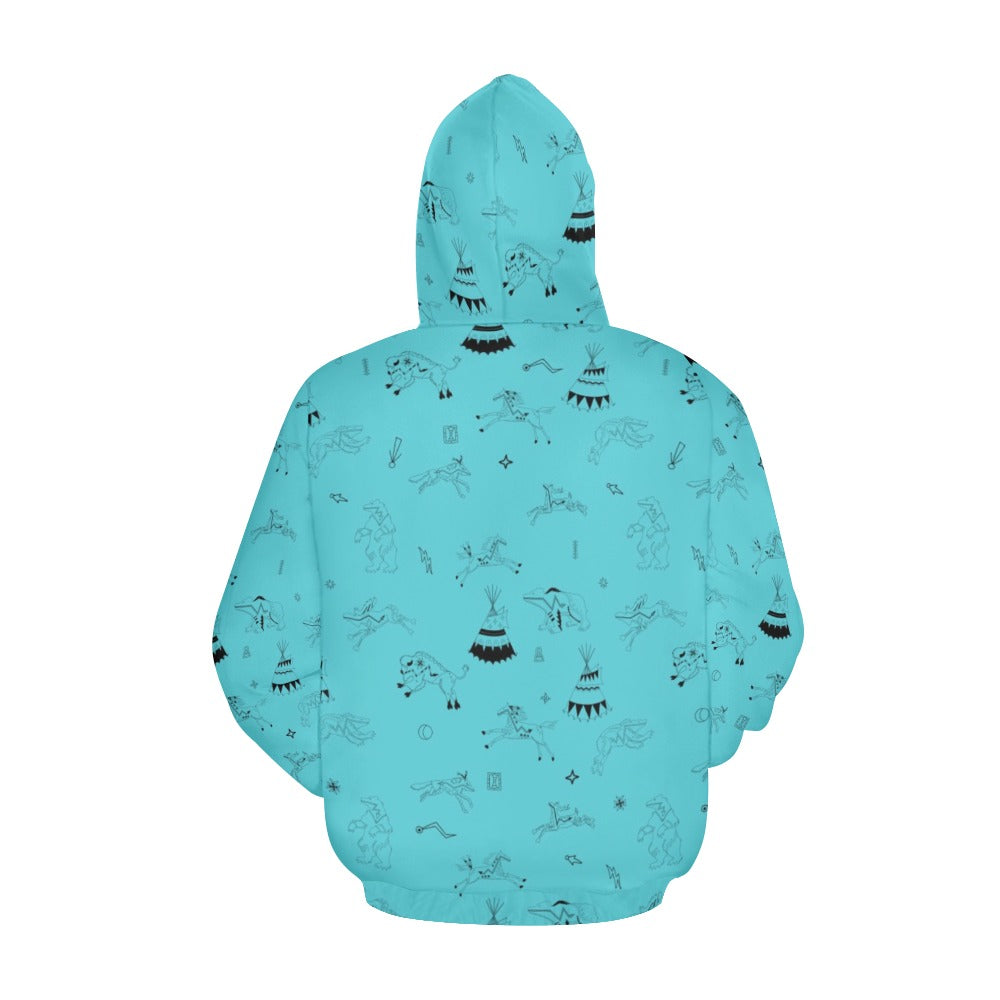 Ledger Dabbles Torquoise Hoodie for Women (USA Size)