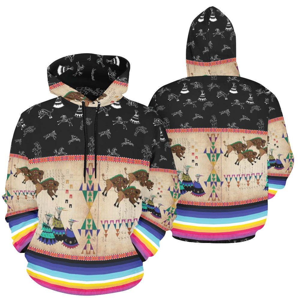 Buffalos Running Black Sky Hoodie for Women (USA Size)