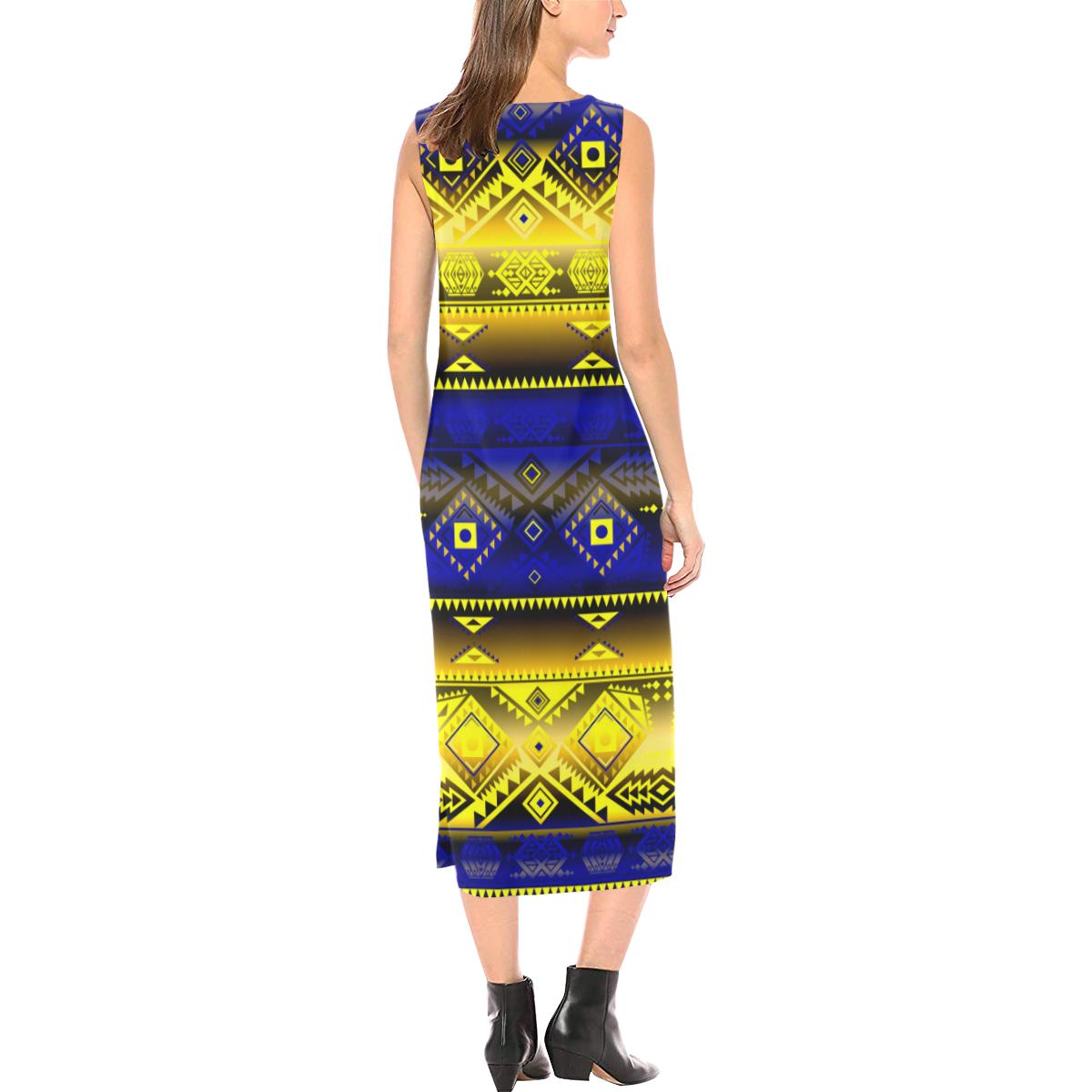 California Coast Afternoon Storm Phaedra Sleeveless Open Fork Long Dress (Model D08) Phaedra Sleeveless Open Fork Long Dress (D08) e-joyer