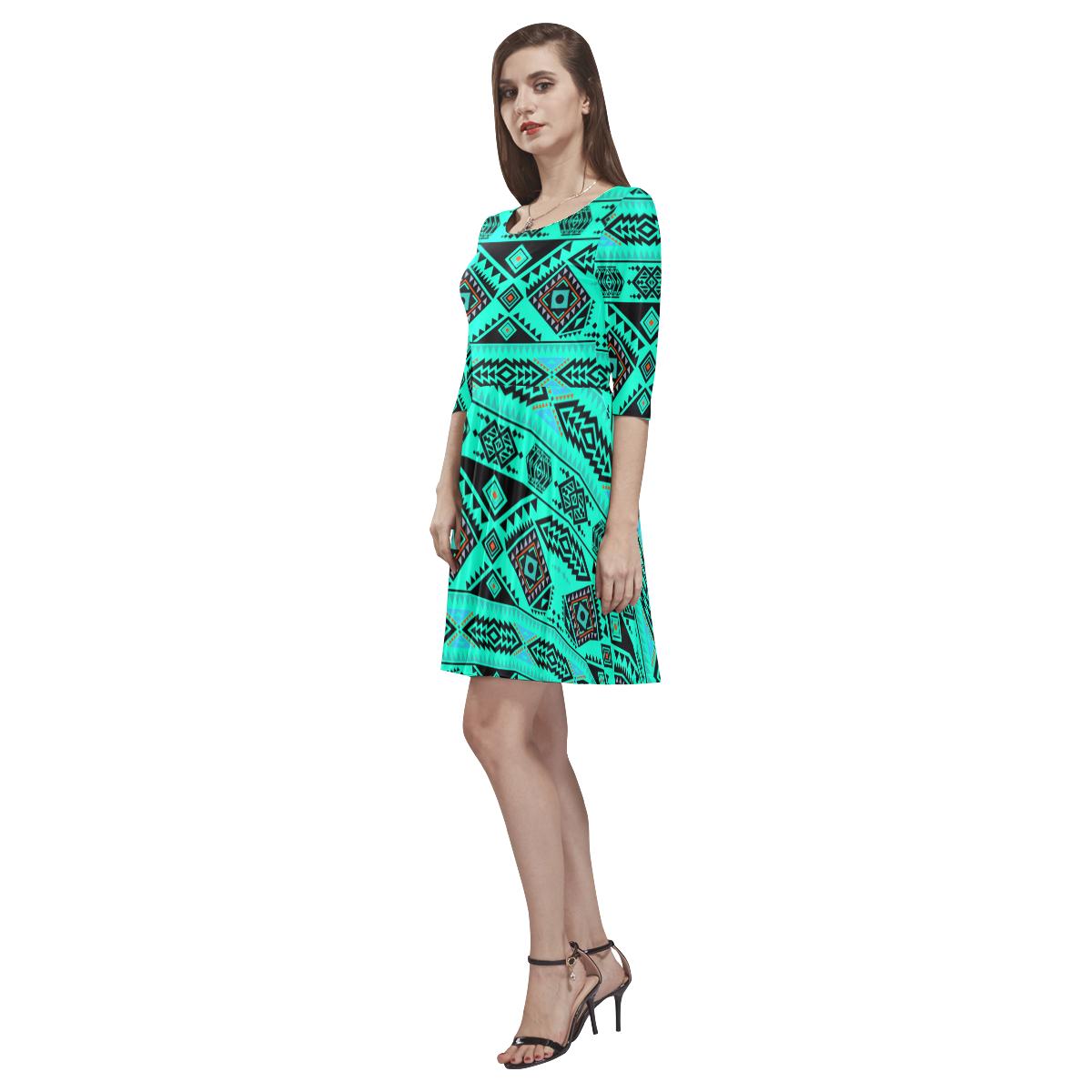 California Coast Big Seas Tethys Half-Sleeve Skater Dress(Model D20) Tethys Half-Sleeve Skater Dress (D20) e-joyer
