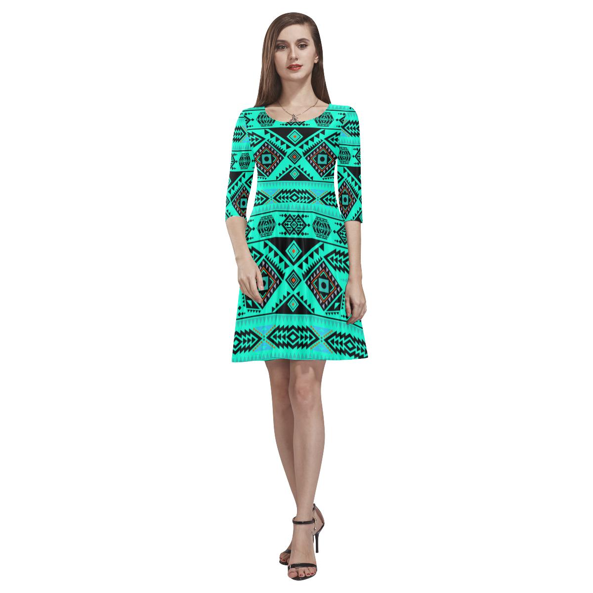 California Coast Big Seas Tethys Half-Sleeve Skater Dress(Model D20) Tethys Half-Sleeve Skater Dress (D20) e-joyer