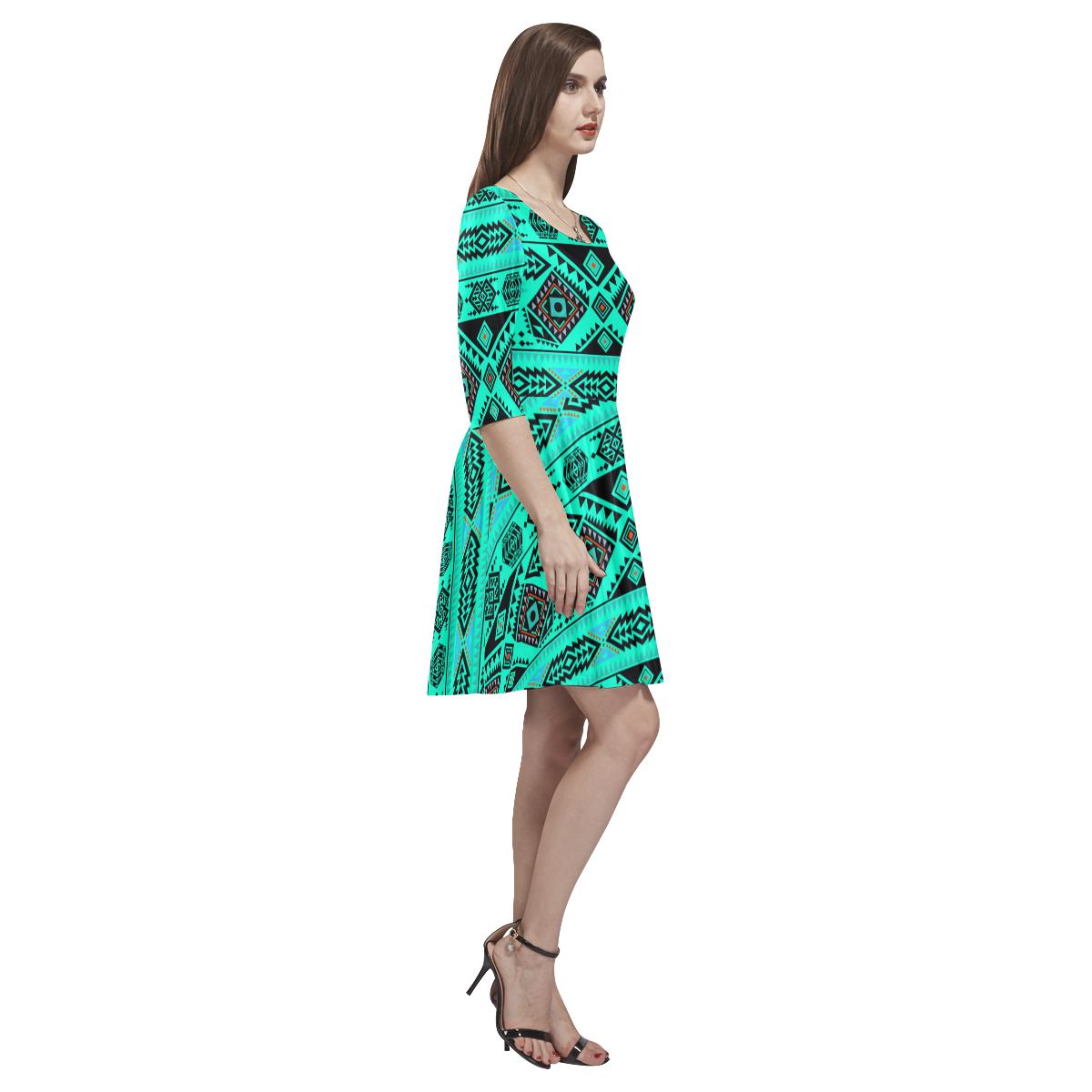 California Coast Big Seas Tethys Half-Sleeve Skater Dress(Model D20) Tethys Half-Sleeve Skater Dress (D20) e-joyer
