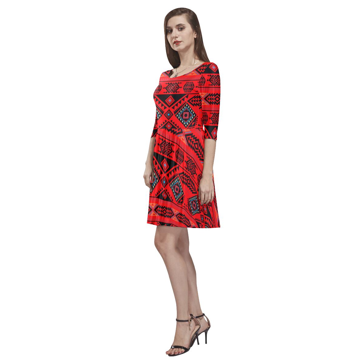 California Coast Mask Tethys Half-Sleeve Skater Dress(Model D20) Tethys Half-Sleeve Skater Dress (D20) e-joyer