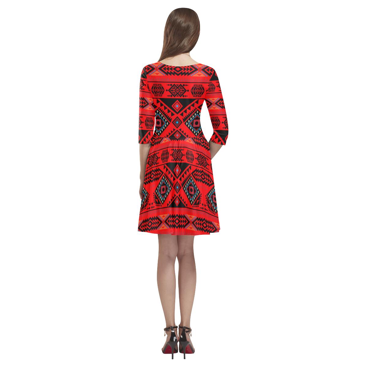 California Coast Mask Tethys Half-Sleeve Skater Dress(Model D20) Tethys Half-Sleeve Skater Dress (D20) e-joyer