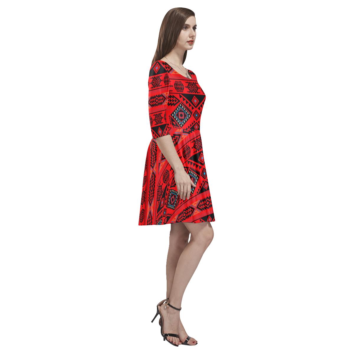 California Coast Mask Tethys Half-Sleeve Skater Dress(Model D20) Tethys Half-Sleeve Skater Dress (D20) e-joyer