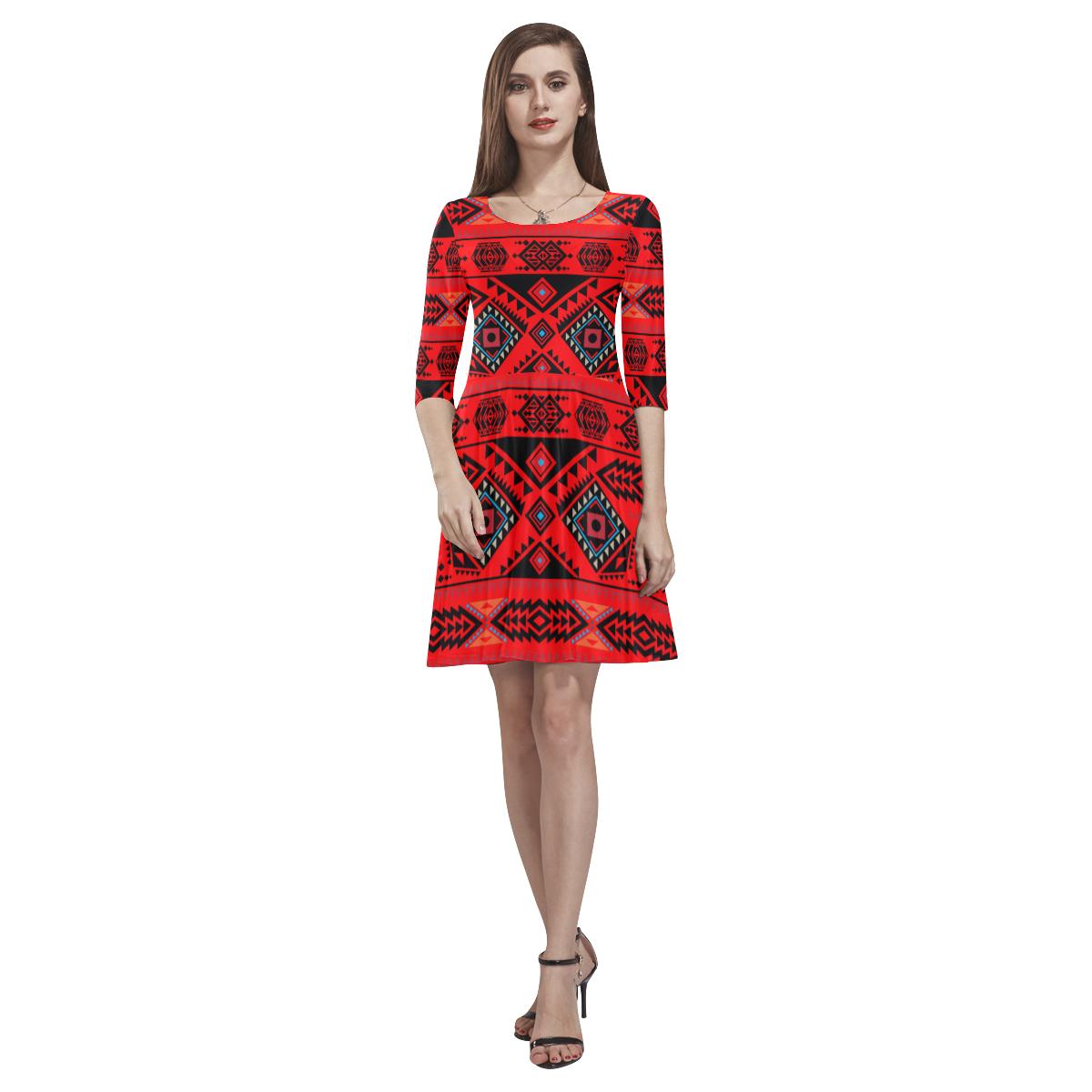 California Coast Mask Tethys Half-Sleeve Skater Dress(Model D20) Tethys Half-Sleeve Skater Dress (D20) e-joyer