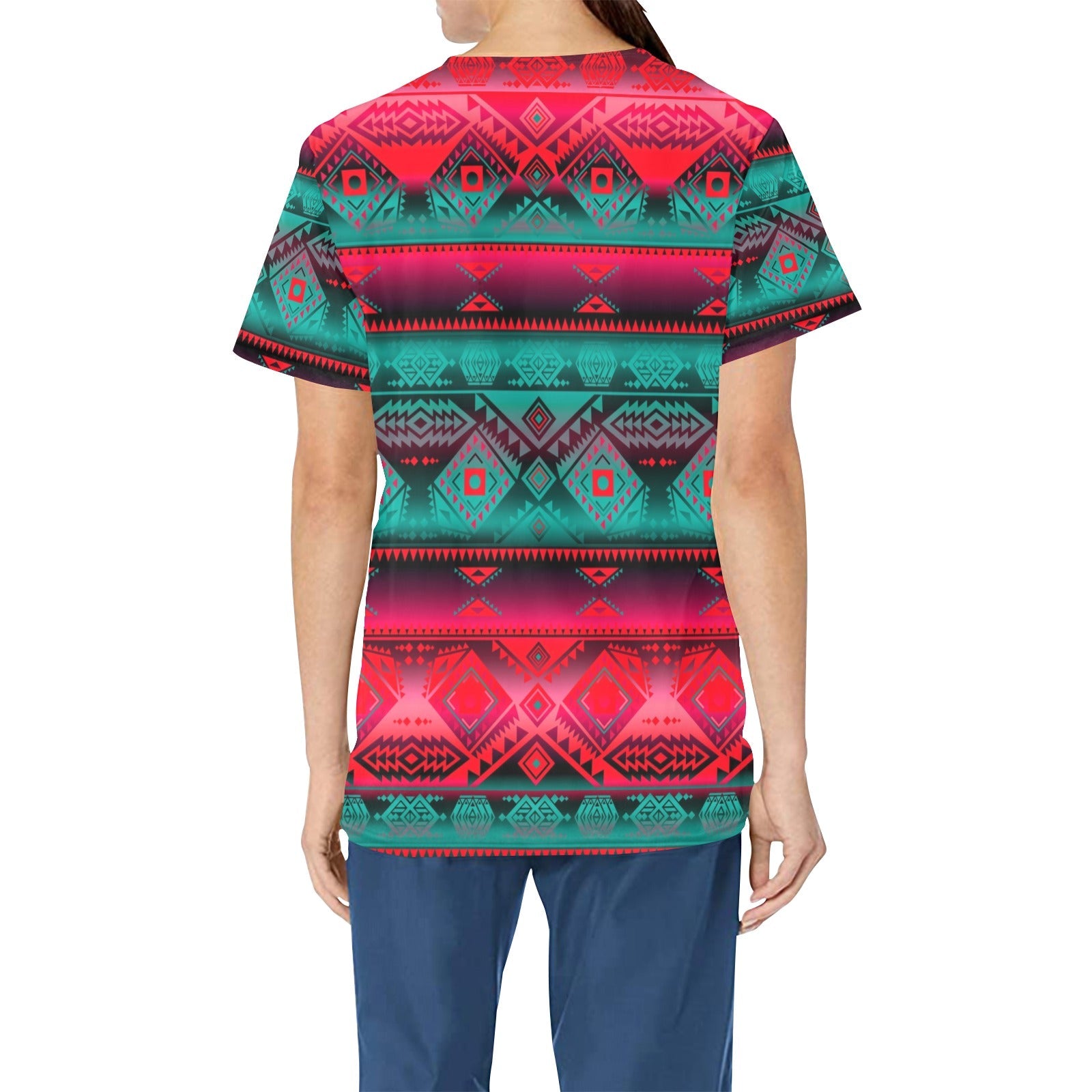 California Coast Summer Gather All Over Print Scrub Top Scrub Top e-joyer