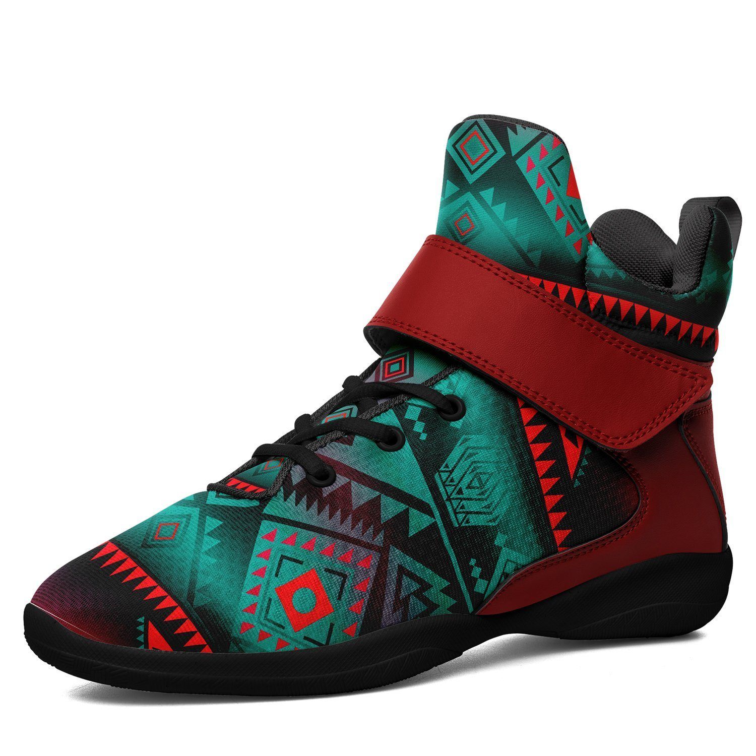 California Coast Summer Gather Kid's Ipottaa Basketball / Sport High Top Shoes 49 Dzine US Women 4.5 / US Youth 3.5 / EUR 35 Black Sole with Dark Red Strap