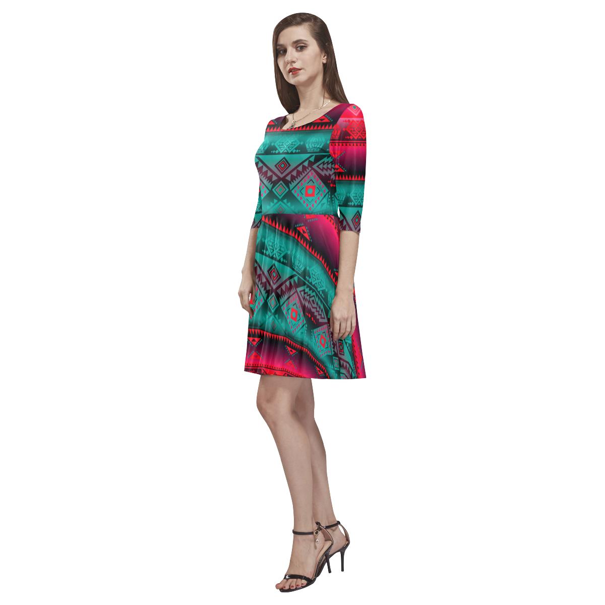 California Coast Summer Gather Tethys Half-Sleeve Skater Dress(Model D20) Tethys Half-Sleeve Skater Dress (D20) e-joyer