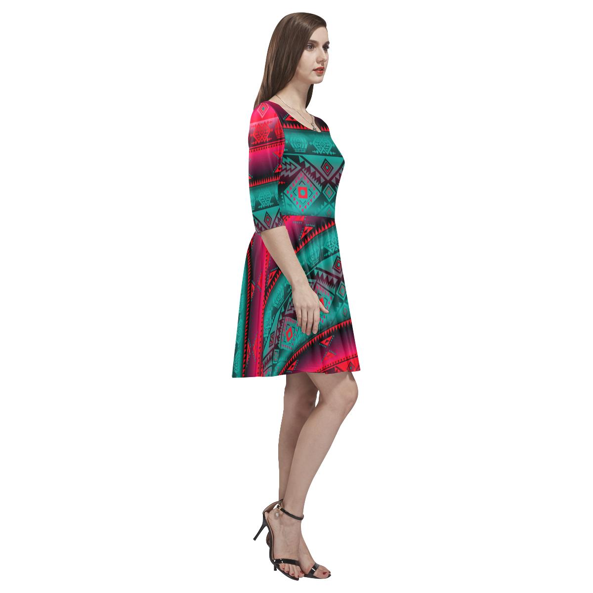 California Coast Summer Gather Tethys Half-Sleeve Skater Dress(Model D20) Tethys Half-Sleeve Skater Dress (D20) e-joyer