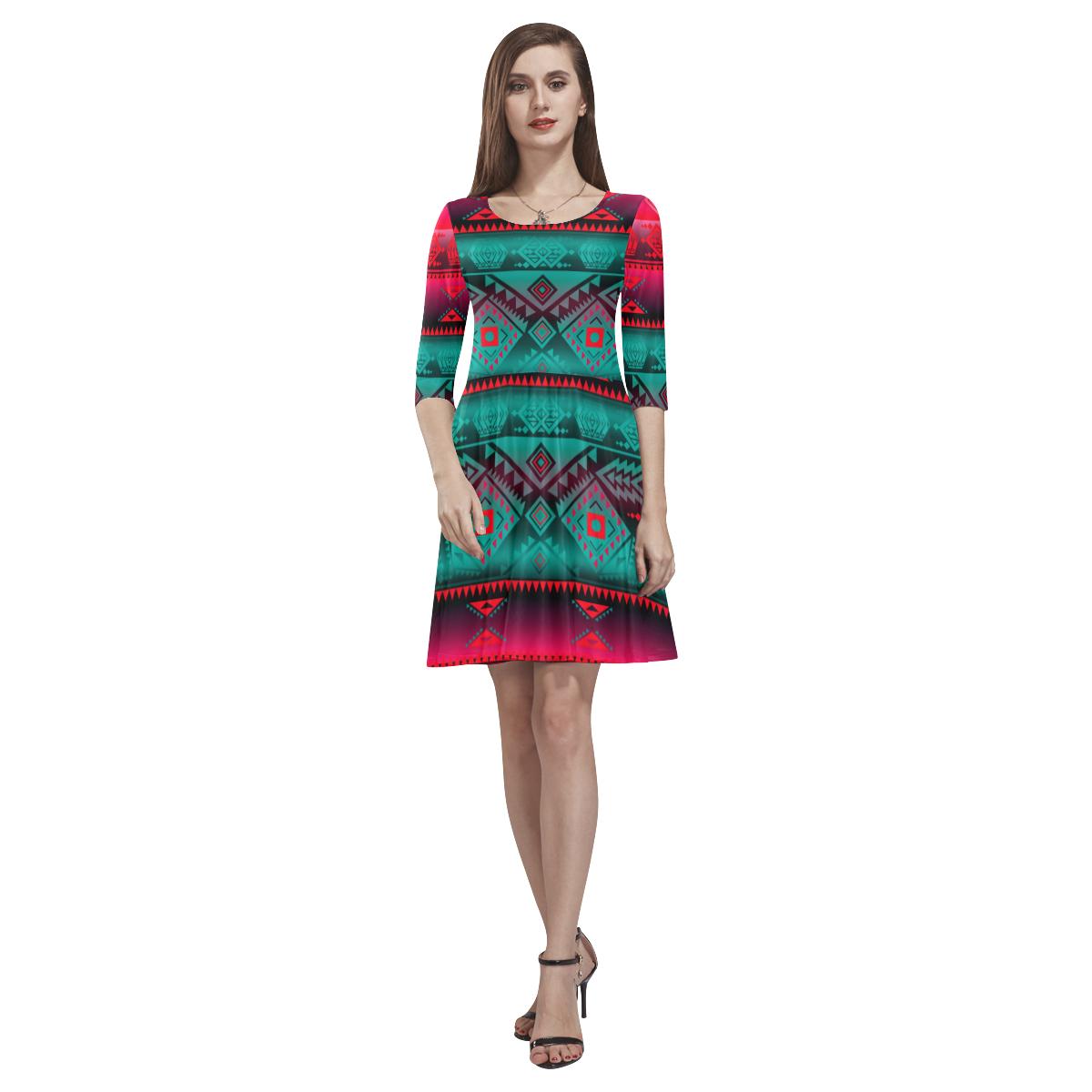 California Coast Summer Gather Tethys Half-Sleeve Skater Dress(Model D20) Tethys Half-Sleeve Skater Dress (D20) e-joyer