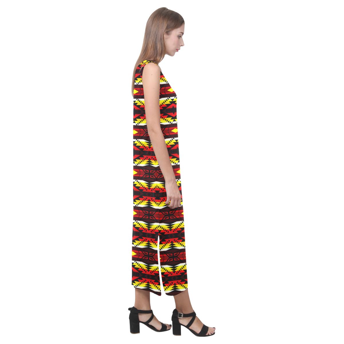Canyon War Party Phaedra Sleeveless Open Fork Long Dress (Model D08) Phaedra Sleeveless Open Fork Long Dress (D08) e-joyer