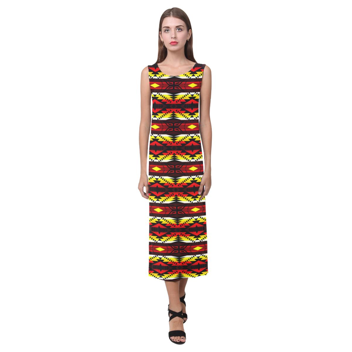 Canyon War Party Phaedra Sleeveless Open Fork Long Dress (Model D08) Phaedra Sleeveless Open Fork Long Dress (D08) e-joyer