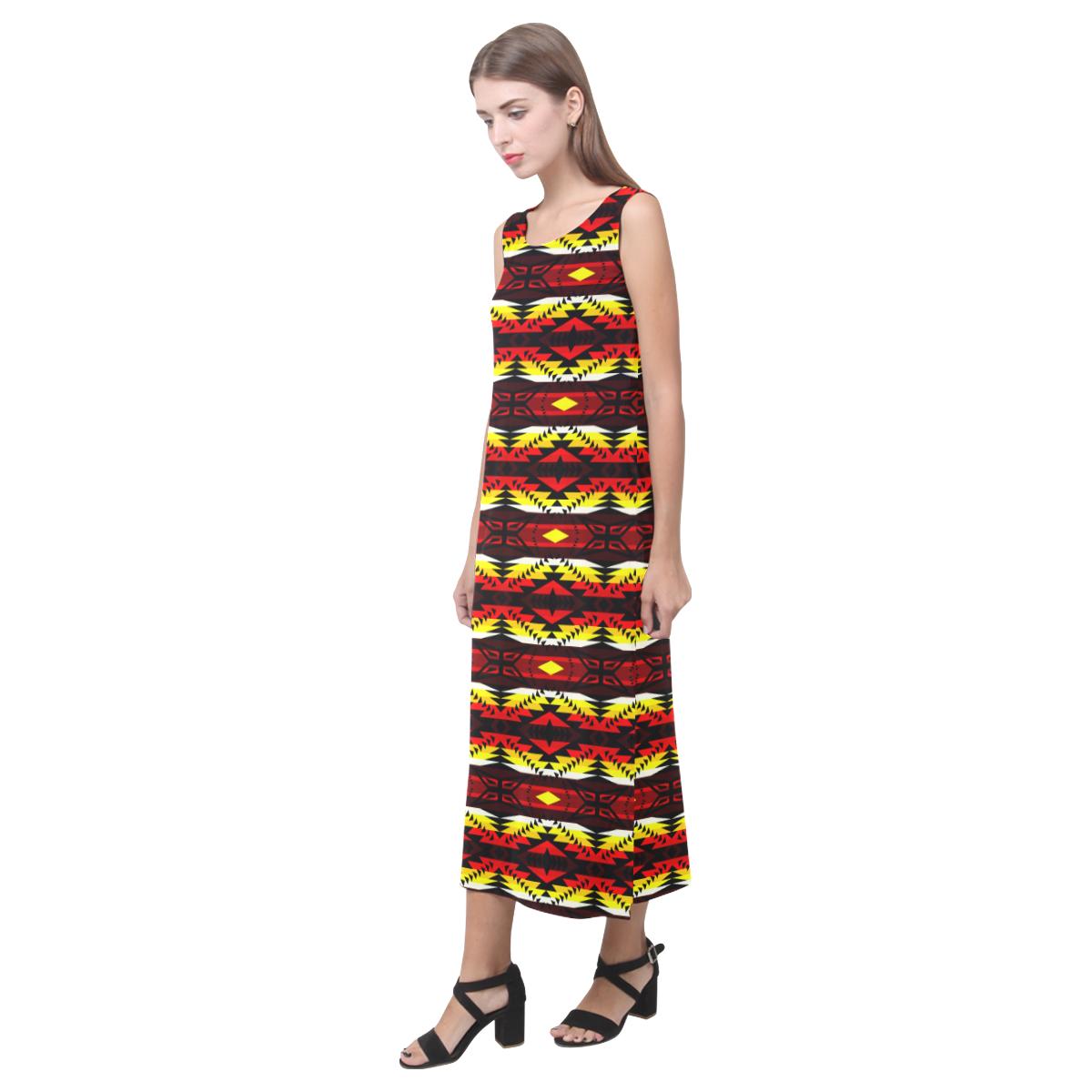 Canyon War Party Phaedra Sleeveless Open Fork Long Dress (Model D08) Phaedra Sleeveless Open Fork Long Dress (D08) e-joyer