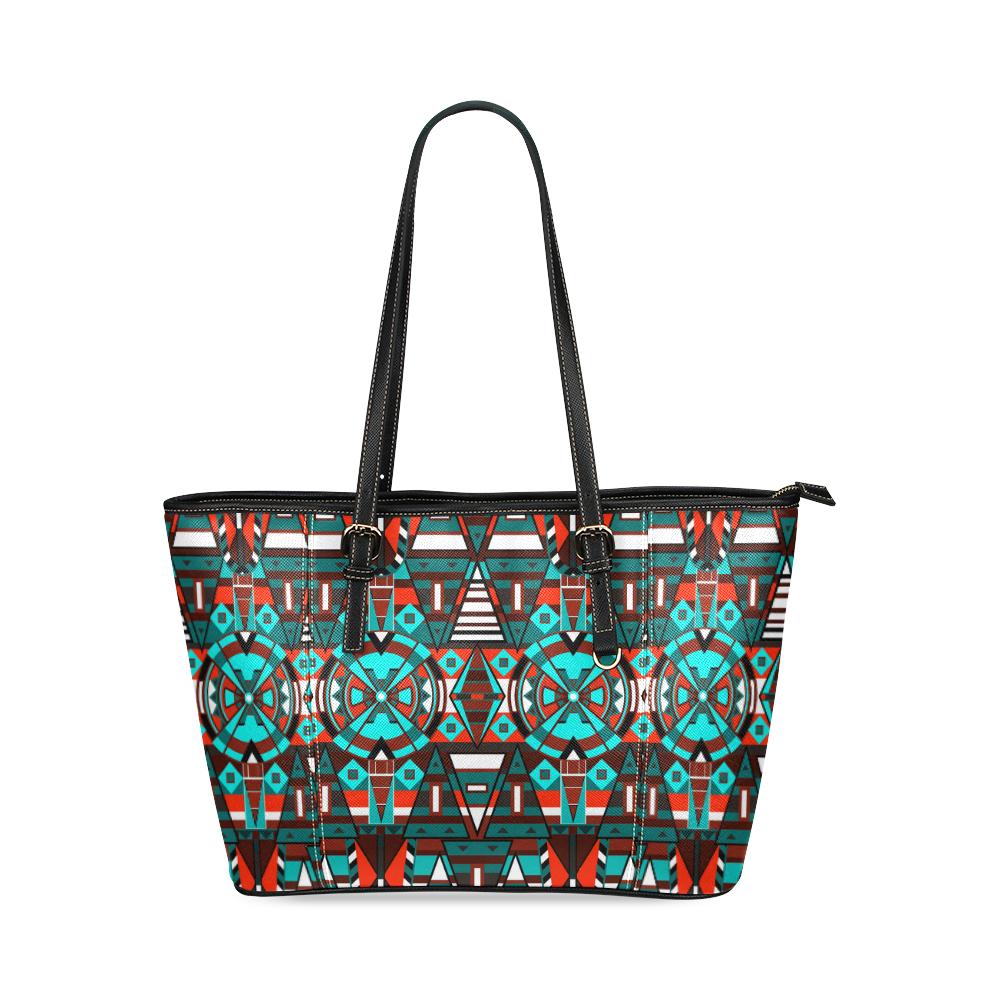 Captive Winter Leather Tote Bag/Large (Model 1640) Leather Tote Bag (1640) e-joyer