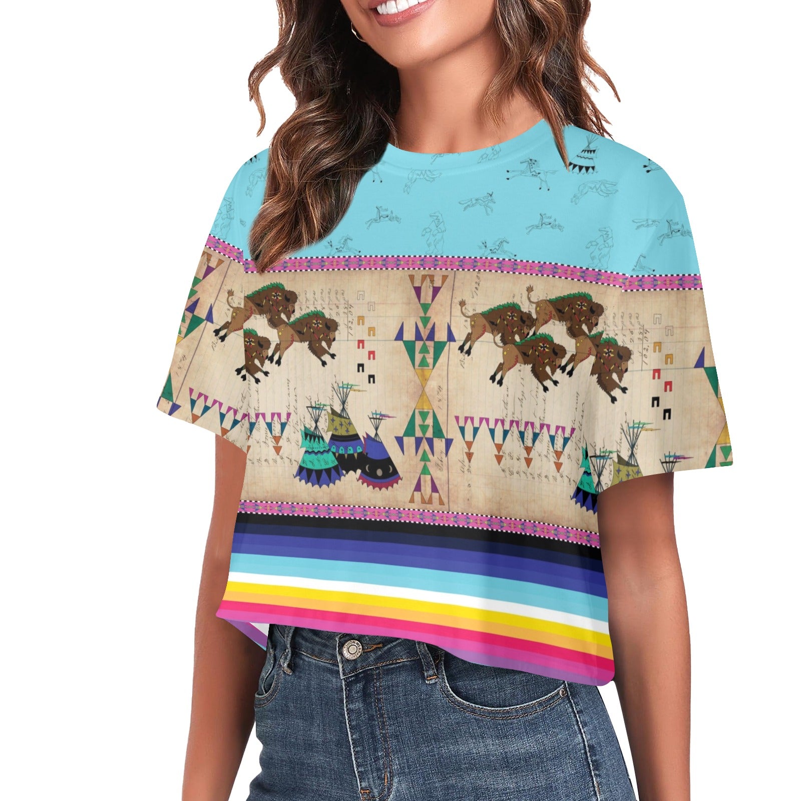 Buffalos Running Sky Women's Cropped T-shirt