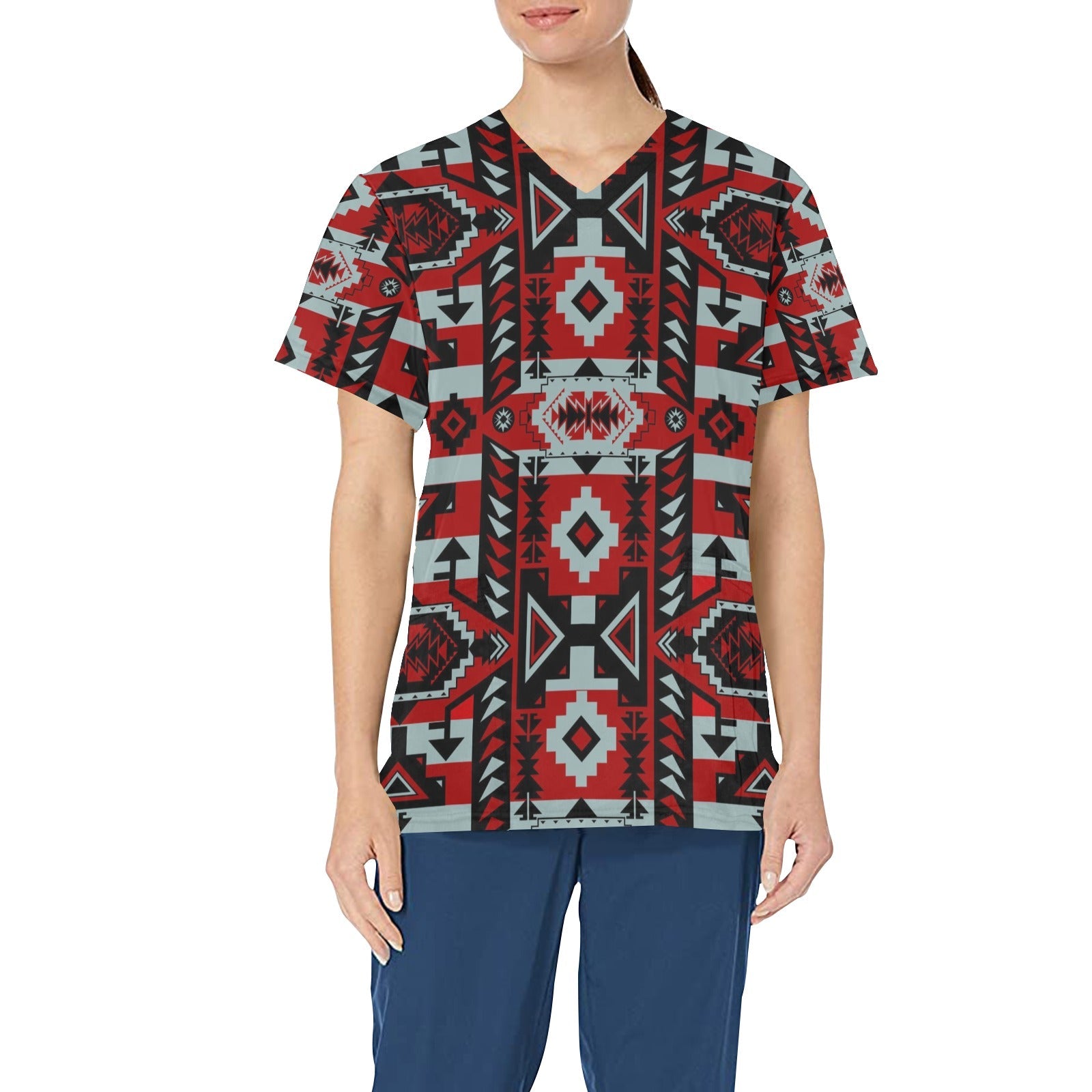 Chiefs Mountain Candy Sierra Dark All Over Print Scrub Top Scrub Top e-joyer