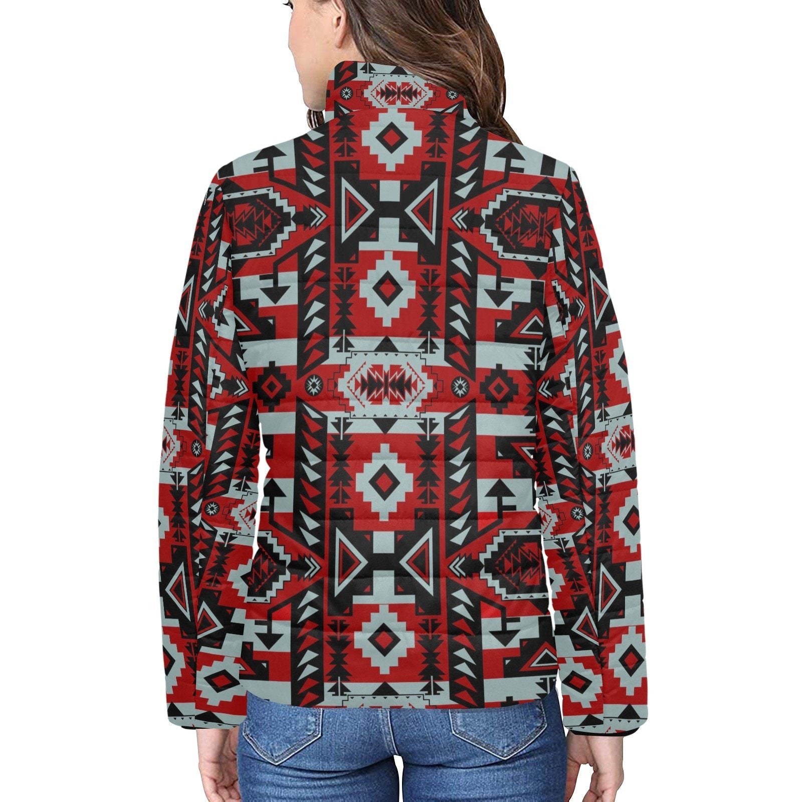 Chiefs Mountain Candy Sierra-Dark Women's Stand Collar Padded Jacket (Model H41) jacket e-joyer