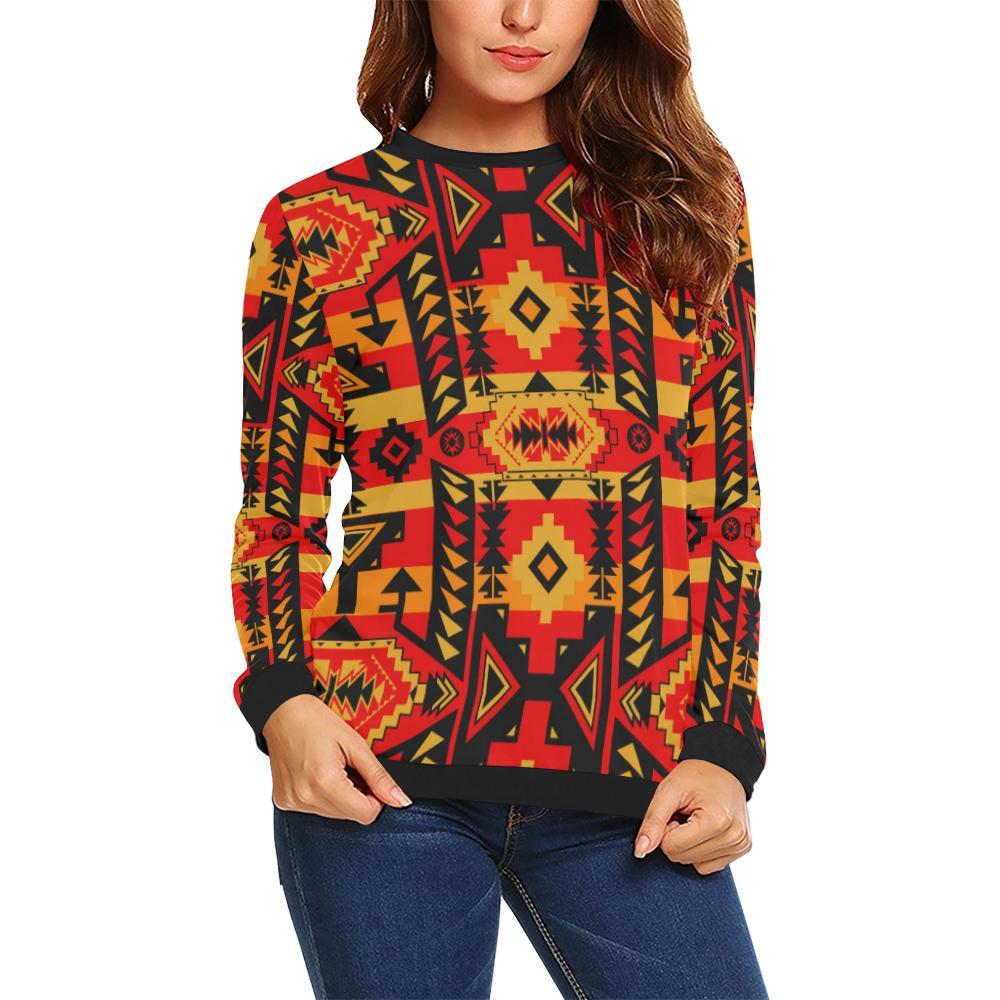 Chiefs Mountain Fire All Over Print Crewneck Sweatshirt for Women (Model H18) Crewneck Sweatshirt for Women (H18) e-joyer