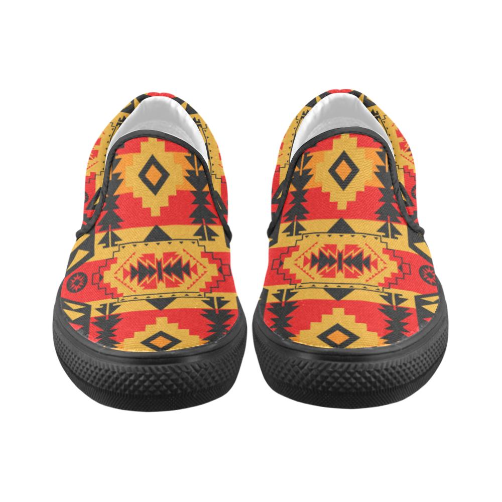 Chiefs Mountain Fire Men's Unusual Slip-on Canvas Shoes (Model 019) Men's Unusual Slip-on Canvas Shoes (019) e-joyer