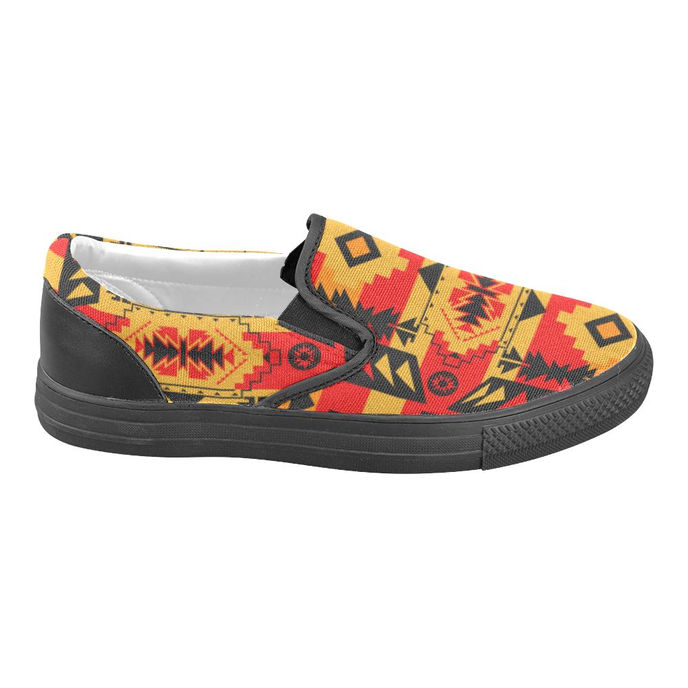Chiefs Mountain Fire Men's Unusual Slip-on Canvas Shoes (Model 019) Men's Unusual Slip-on Canvas Shoes (019) e-joyer