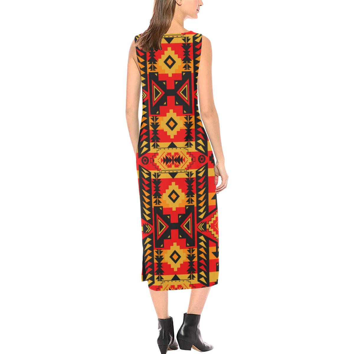 Chiefs Mountain Fire Phaedra Sleeveless Open Fork Long Dress (Model D08) Phaedra Sleeveless Open Fork Long Dress (D08) e-joyer