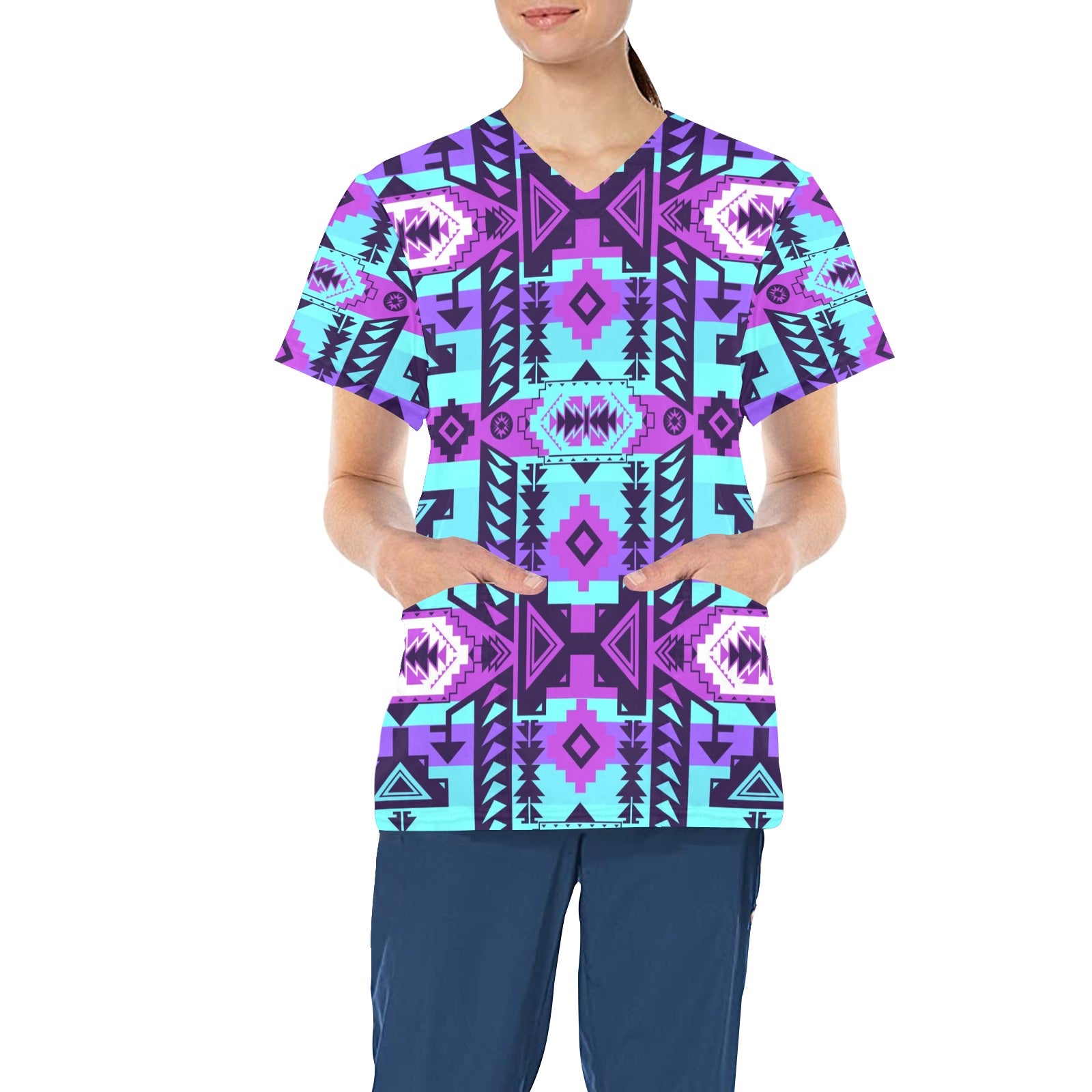 Chiefs Mountain Moon Shadow All Over Print Scrub Top Scrub Top e-joyer