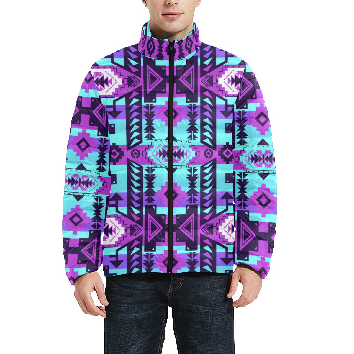 Chiefs Mountain Moon Shadow Men's Stand Collar Padded Jacket (Model H41) Men's Stand Collar Padded Jacket (H41) e-joyer