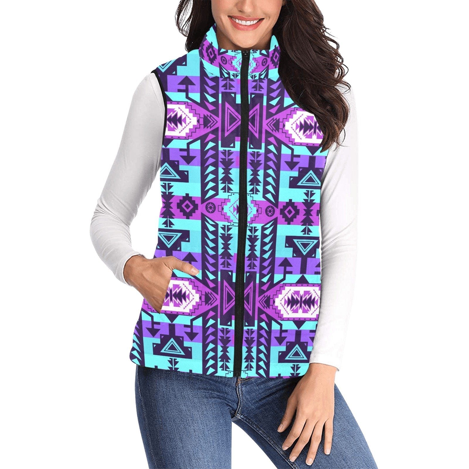Chiefs Mountain Moon Shadow Women's Padded Vest Jacket (Model H44) Women's Padded Vest Jacket (H44) e-joyer
