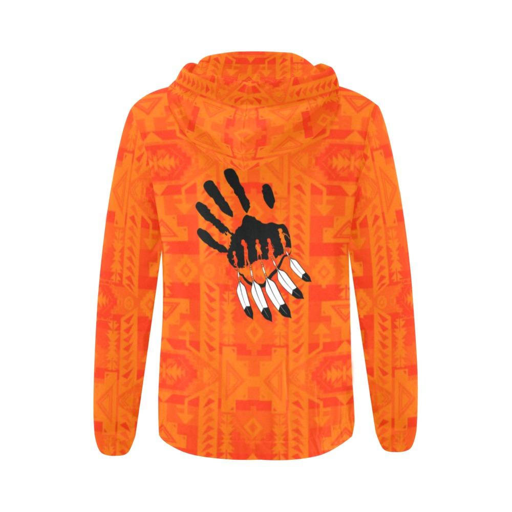 Chiefs Mountain Orange A feather for each All Over Print Full Zip Hoodie for Women (Model H14) All Over Print Full Zip Hoodie for Women (H14) e-joyer