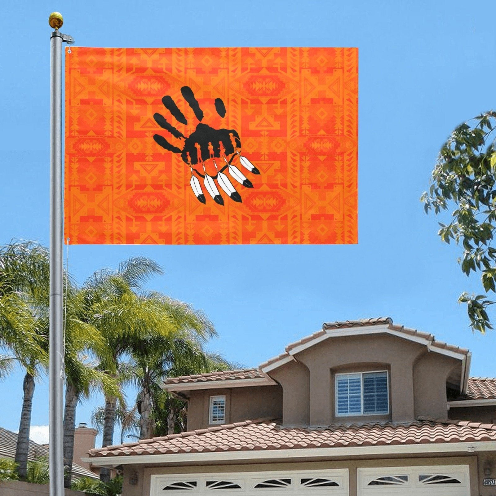 Chiefs Mountain Orange A feather for each Garden Flag 70"x47" Garden Flag 70"x47" e-joyer