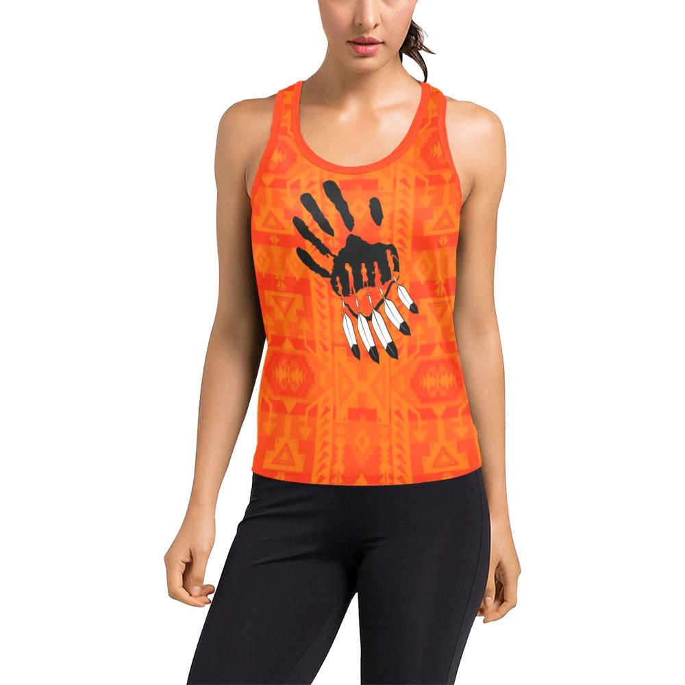 Chiefs Mountain Orange A feather for each Women's Racerback Tank Top (Model T60) Racerback Tank Top (T60) e-joyer