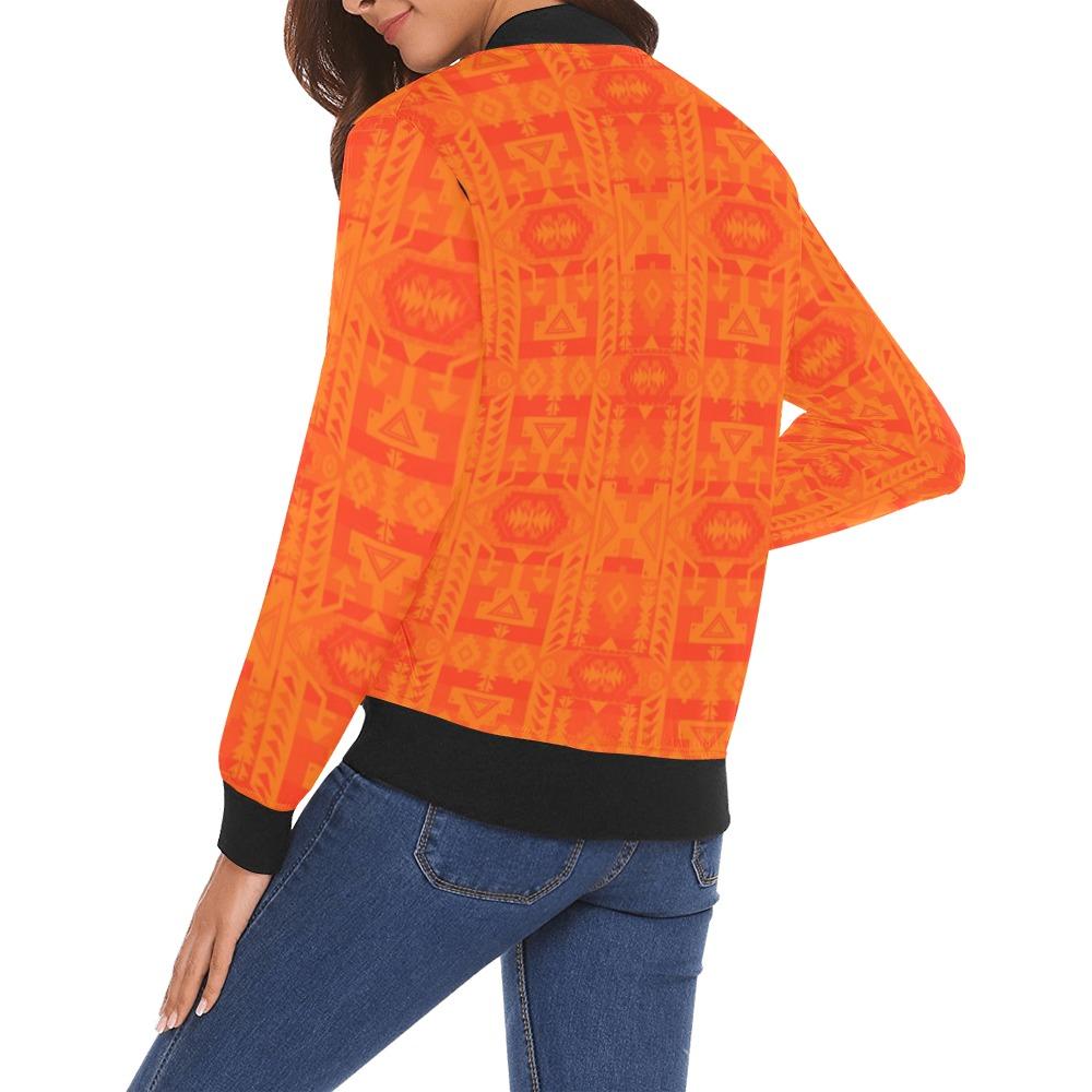 Chiefs Mountain Orange All Over Print Bomber Jacket for Women (Model H19) All Over Print Bomber Jacket for Women (H19) e-joyer