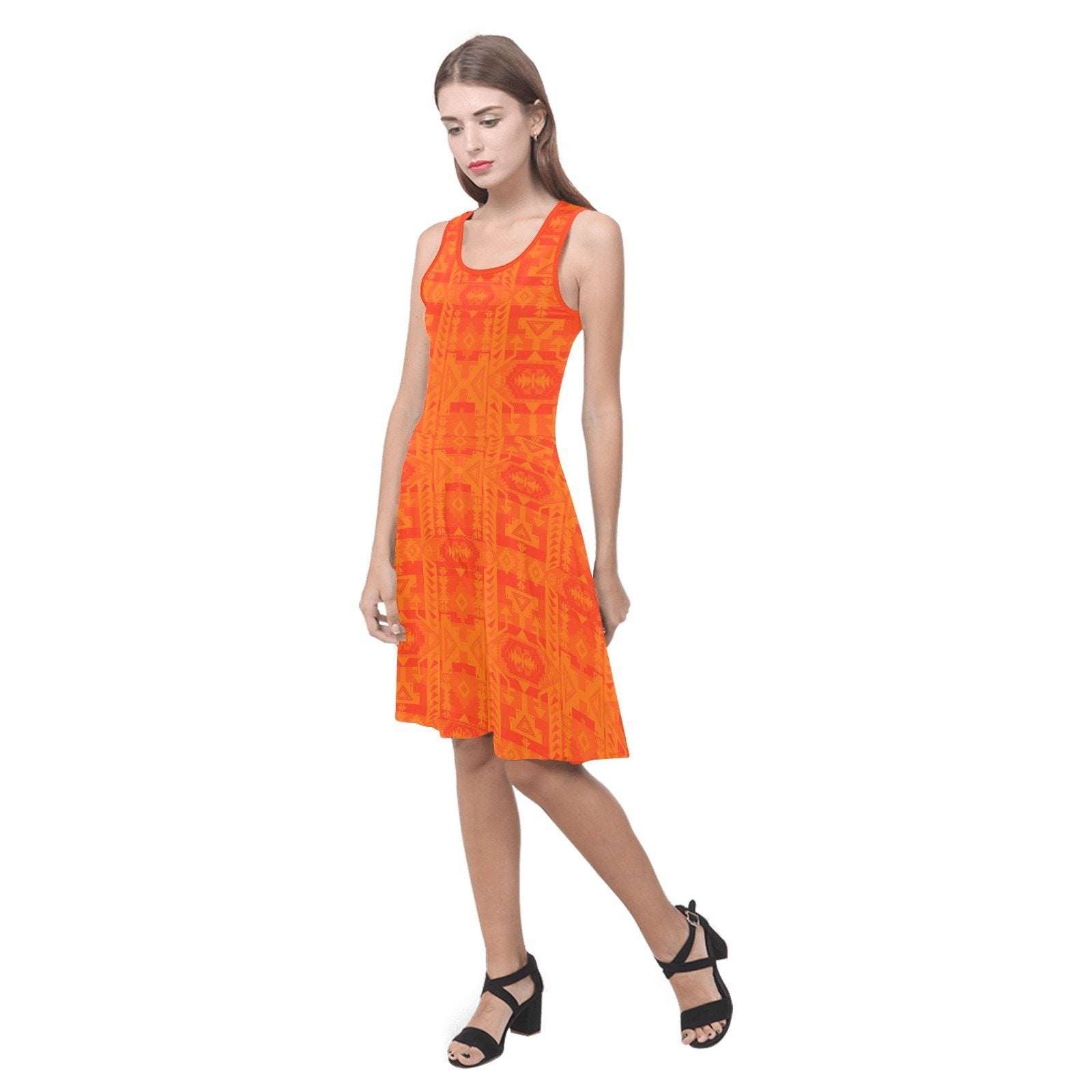Chiefs Mountain Orange Atalanta Sundress (Model D04) Atalanta Sundress (D04) e-joyer
