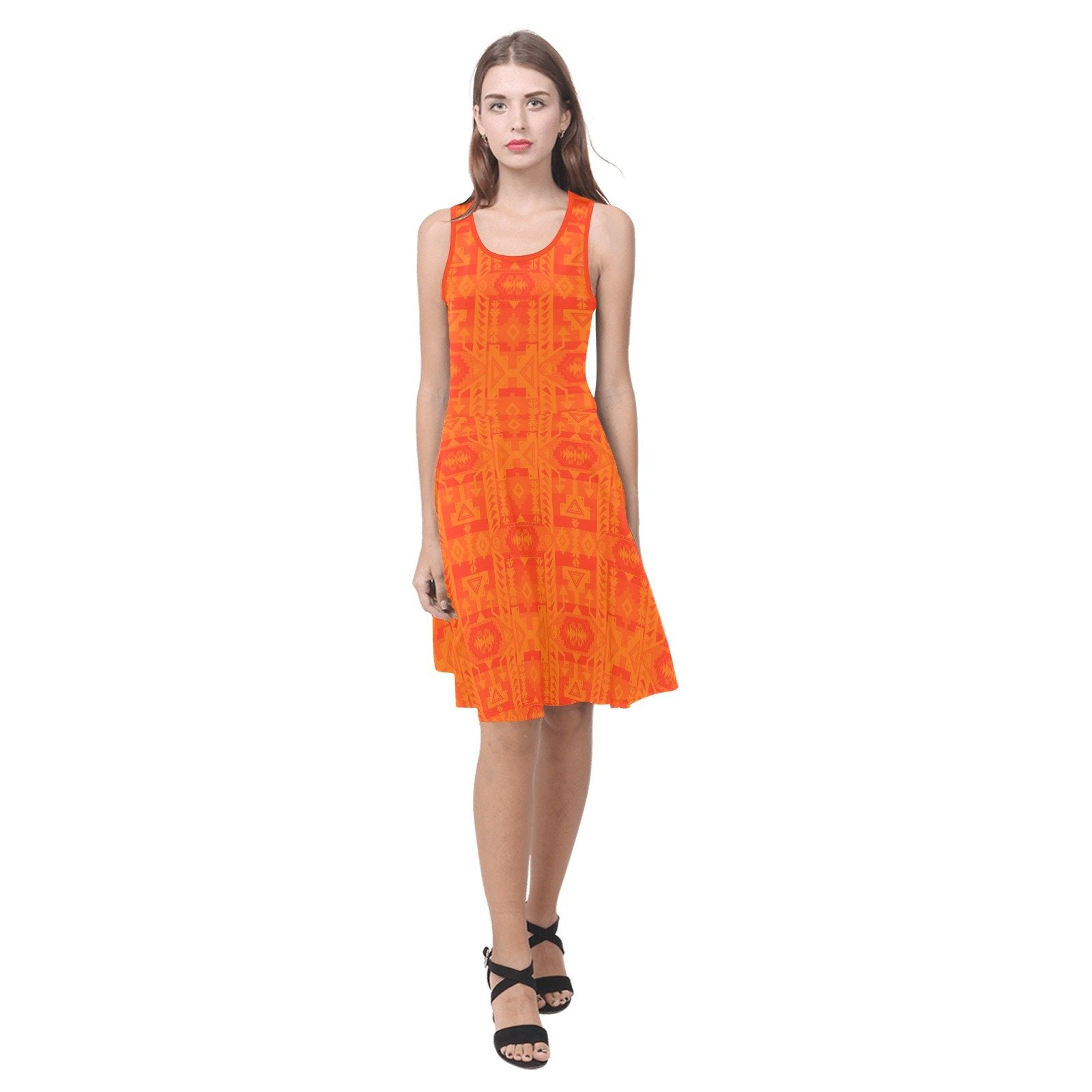 Chiefs Mountain Orange Atalanta Sundress (Model D04) Atalanta Sundress (D04) e-joyer