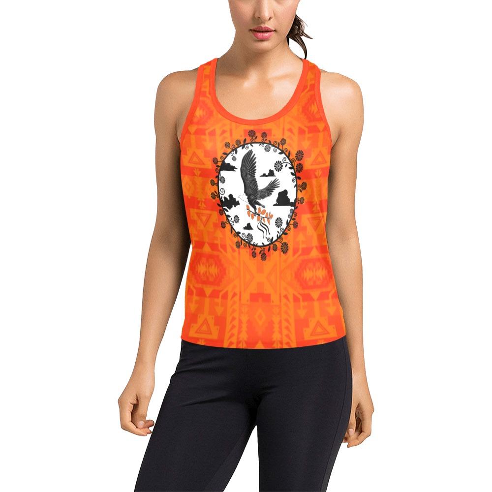 Chiefs Mountain Orange Carrying Their Prayers Women's Racerback Tank Top (Model T60) Racerback Tank Top (T60) e-joyer