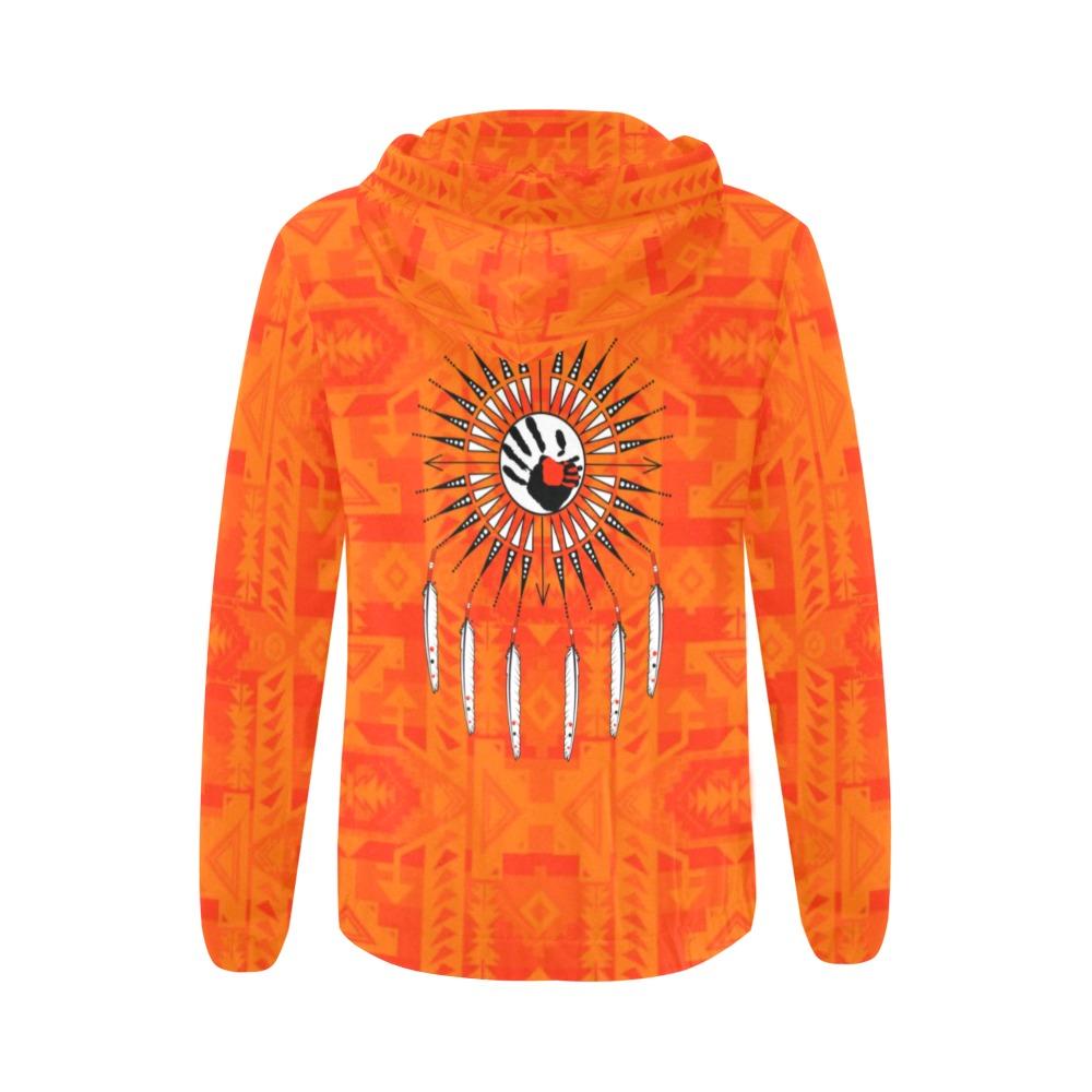 Chiefs Mountain Orange Feather Directions All Over Print Full Zip Hoodie for Women (Model H14) All Over Print Full Zip Hoodie for Women (H14) e-joyer
