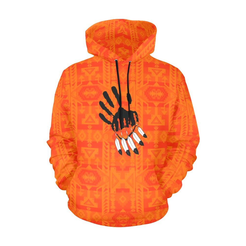 Chiefs Mountain Orange Orange A feather for each All Over Print Hoodie for Men (USA Size) (Model H13) All Over Print Hoodie for Men (H13) e-joyer
