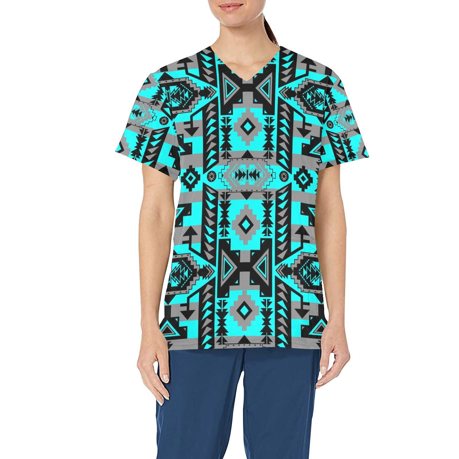 Chiefs Mountain Sky All Over Print Scrub Top Scrub Top e-joyer