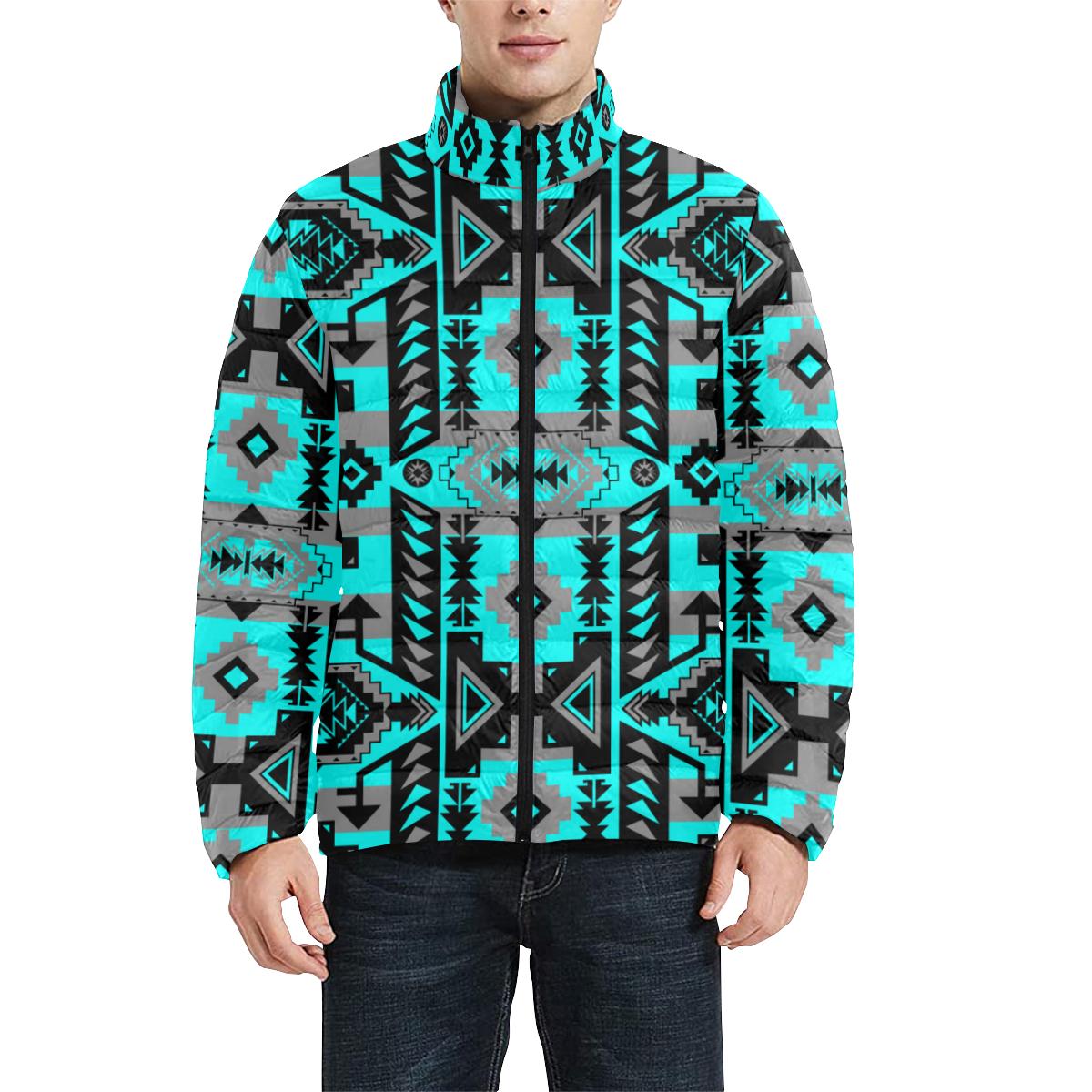 Chiefs Mountain Sky Men's Stand Collar Padded Jacket (Model H41) Men's Stand Collar Padded Jacket (H41) e-joyer