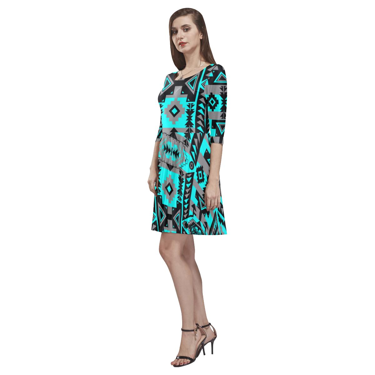 Chiefs Mountain Sky Tethys Half-Sleeve Skater Dress(Model D20) Tethys Half-Sleeve Skater Dress (D20) e-joyer