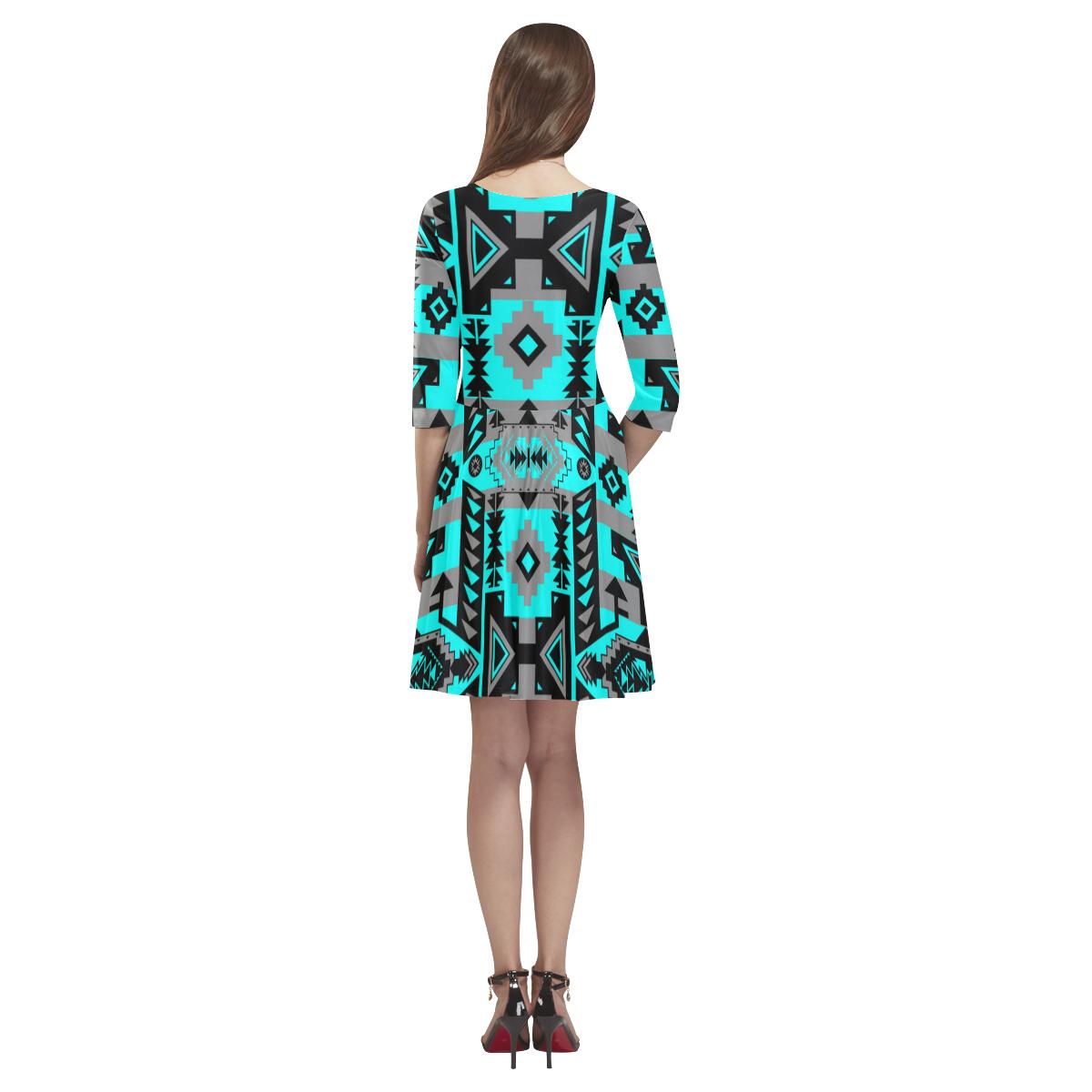 Chiefs Mountain Sky Tethys Half-Sleeve Skater Dress(Model D20) Tethys Half-Sleeve Skater Dress (D20) e-joyer