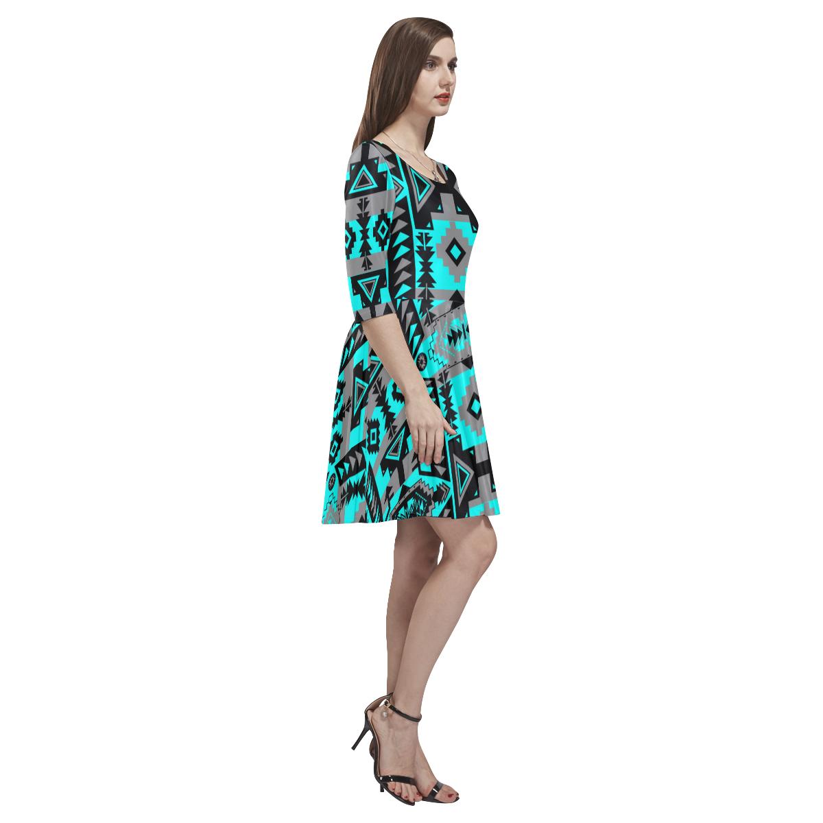 Chiefs Mountain Sky Tethys Half-Sleeve Skater Dress(Model D20) Tethys Half-Sleeve Skater Dress (D20) e-joyer